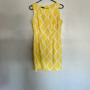 ALYX Sleeveless Yellow with White Pattern Sheath Dress in Size 10P